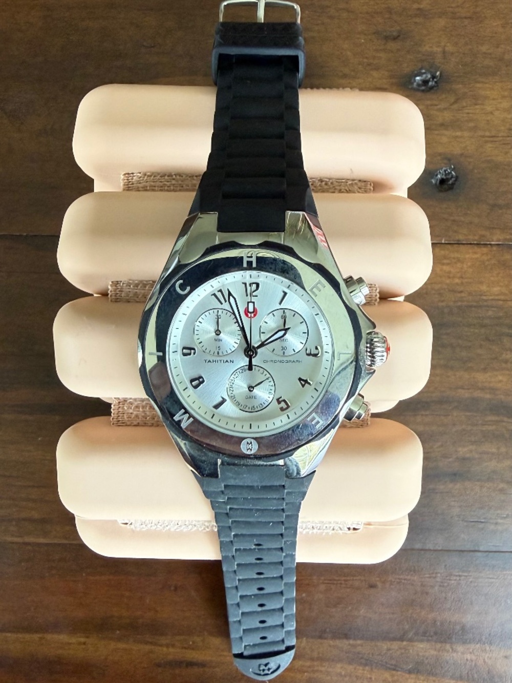 Michele Tahitian Jelly Bean Chronograph Stainless Watch *NEW BATTERY*